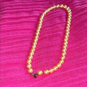 Elegant Gold Pearl Necklace 9”